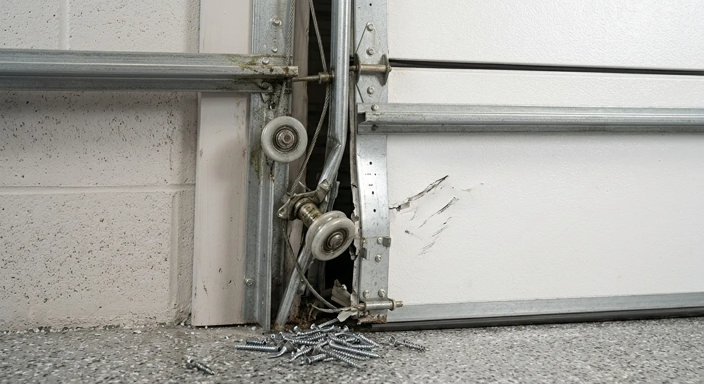 Garage door off-track repair