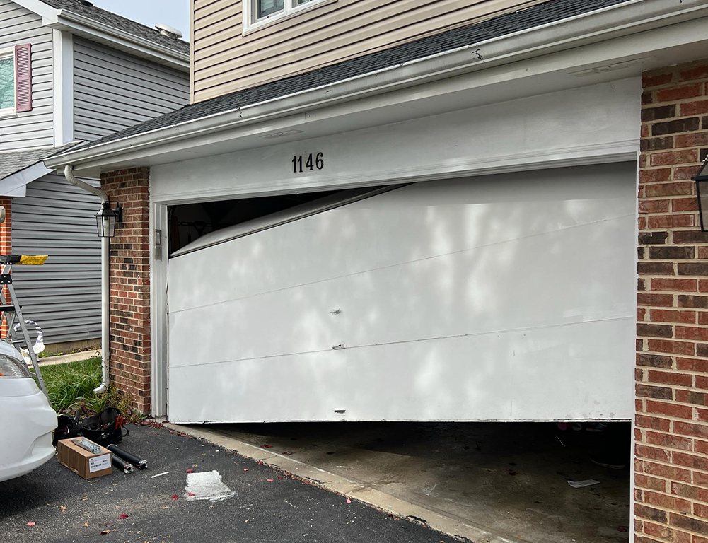 Damaged garage door panel